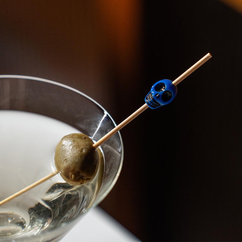 PuTwo Cocktail Picks Handmade Bamboo Toothpicks 100ct 4.7" in Multicolor Skulls - Image 4